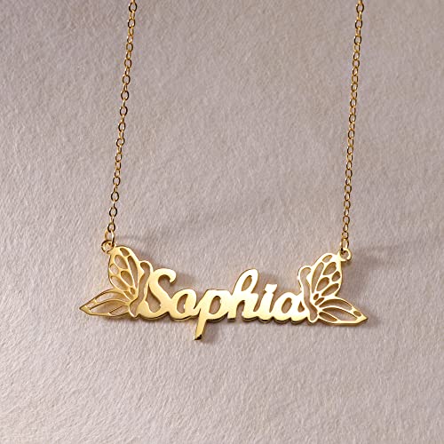 Butterfly Personalised Name Necklace Amazon Jecivila Custom Name