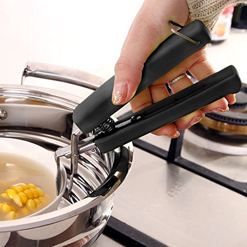 Amytalk 2Pack Bowl Clip Gripper Clips Retriever Tongs for Lifting Hot Dishs Bowl Pot Pan Plate from Instant Pot Microwave Oven Air Fryer, 304 Stainless Steel, Black