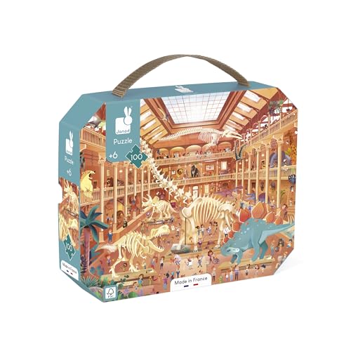 Inateck Janod - 6 Years+ -100-Piece 'Museum of Natural History' Children's Puzzle - Educational Motor Skills and Concentration Game - Suitcase Box w/Handle - Made in France & FSC-Certified - J02606