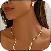 72ore Gold Drop Earrings Necklace Set Statement Gold Teardrop Earrings Necklaces for Women Jewelry Set Birthday Gifts Party Dresses Accessories