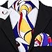 Barry.Wang Classic Mens Ties Silk Necktie Pocket Square Cufflinks Set Woven Designer Wedding Business (Yellow Red Blue)