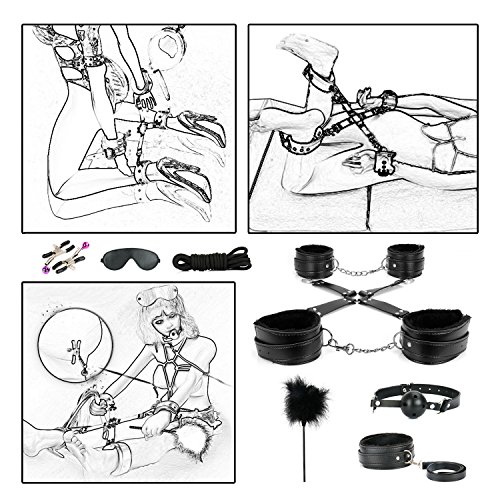 6 Bondage+Piece+Love+Cuffs+Black