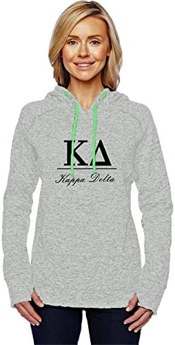 KYS Kappa Delta Black Greek Lettering Pullover Hooded Sweatshirt Large Gray