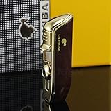 Cohiba Triple Torch 3 Jet Blue Flame Luxury Cigar Windproof Refillable Gas Lighter With Gift Box Classic Vintage Brown