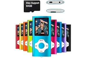 MYMAHDI Support TF Card USB Port Slim Small Multi-Lingual Selection 1.8 LCD Portable MP3/MP4, MP3 Player, MP4 Player, Video Player, Music Player, Media Player, Audio Player Blue