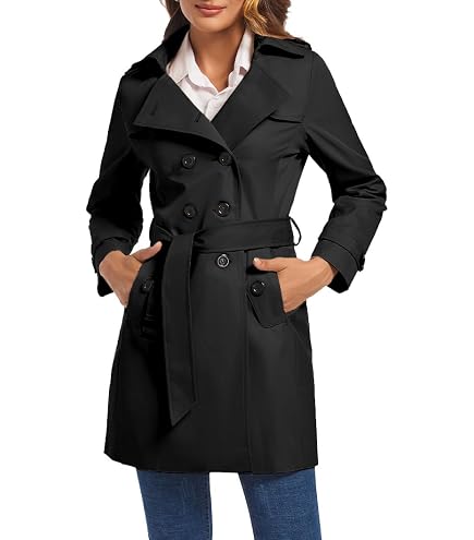 Amazon.com: Women's Double-Breasted Trench Coat Classic Lapel