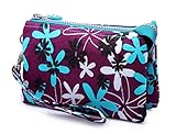 Crest Design Water Repellent Nylon Wristlet Clutch Wallet Cell Phone Pouch (Purple Laurentia)