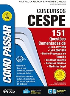 Livro Como passar em concursos CESPE: 151 questões comentadas: Lei 8.112/1990, Lei 8.666/1993, direito processual do trabalho, processo coletivo, recursos hídricos, medicina legal