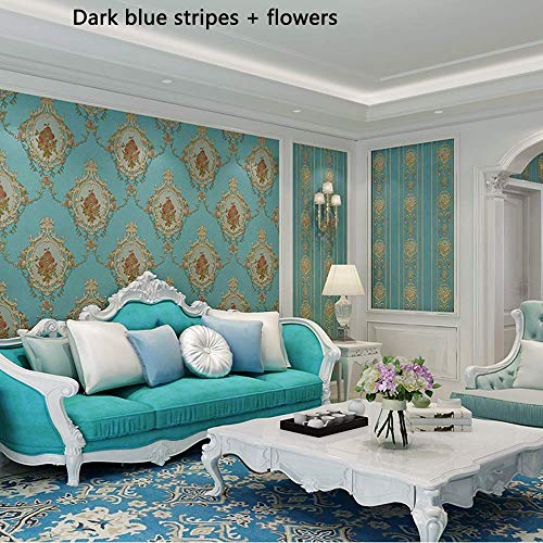 XHHWZB Victorian Damask Embossed Textured Wallpaper, Non-Woven 3D Print Environmental Durable Wallpaper for Home/Kitchen Office (Color : Style E)