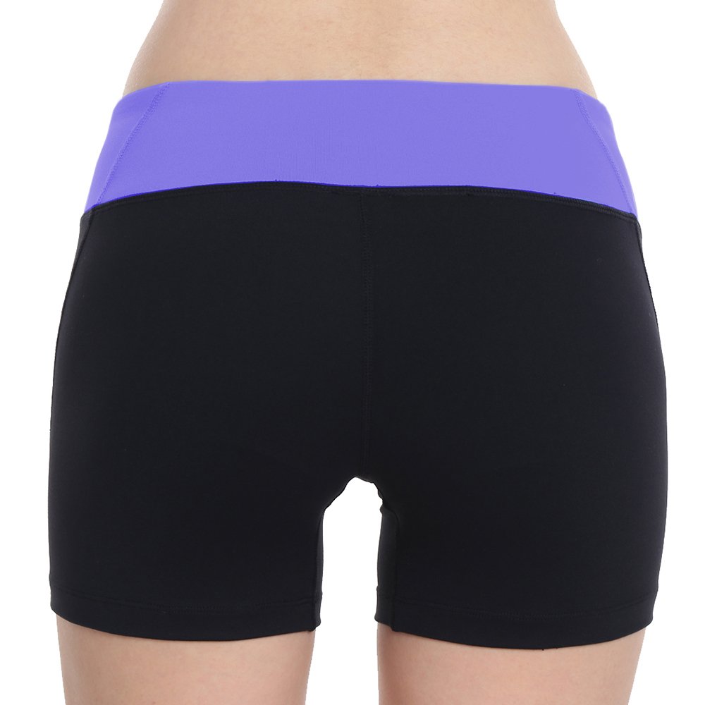 Women\'s Workout Yoga Running Boy Cut Foldover Shorts Inner Pocket