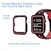 C-tree Band with Case 42mm Shock Proof Shatter Resistant Protective Case Silicone Sport Replacement Black Red 42mm