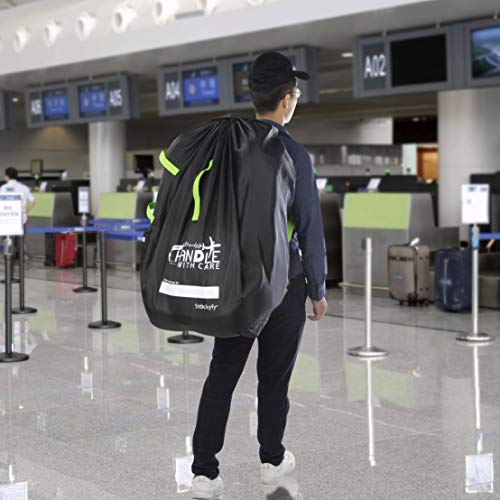 Car Seat Travel Bag with Pouch - Black - Adjustable Straps Backpack - Gate Check Bag for Car Seats for Air Travel with Baby - Protector Cover Infant Carriers & Boosters - Thumbnail 5