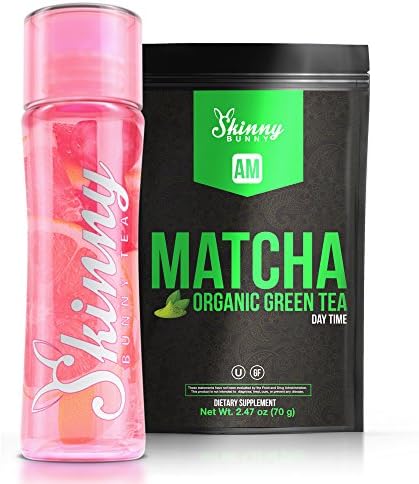 Skinny Bunny Tea Matcha Weight Loss &amp; Detox Tea Premium, Organic, Manage Weight, Support Immune System, Healthy Cleanse, Promote Health w/ Free Pink Water Bottle (28 Day Supply)