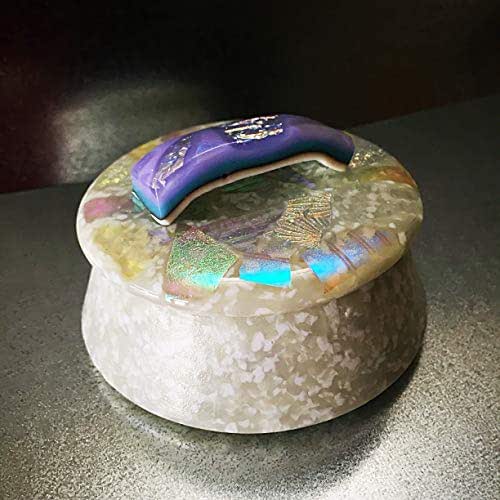 Fused Glass Decorative Box with Lid and Spoon Handmade