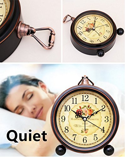 DODXIAOBEUL Vintage Feel 5.25"Desk & Shelf Clocks is Battery Operated-Quiet Country Style Digital Home Furnishings Decorated HD Glass Lens, Easy to Read,for School Office Home Bedside (Black) - Thumbnail 4