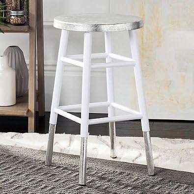 Safavieh 24" Kenzie Iron Counter Stool in White/Silver