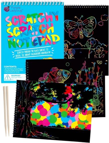 PURPLE LADYBUG Rainbow Scratch Art for Kids - Creative Craft Kits for Ages 6 7 8 9 10+, Unique Art Set for 6-12 Years Old, and Cool Kids Drawing Set - Fun Crafts for 8 Year Old Girls & Boys