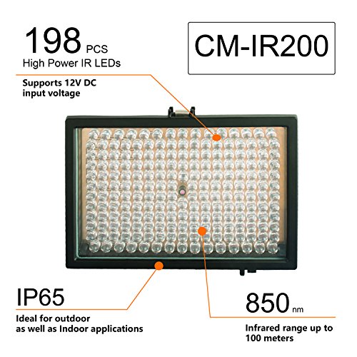 CMVision-IR200-198-IR-LED-Night-IndoorOutdoor-Long-Range-300ft-IR-Illuminator-w-FREE-12V-Power-Adapter-Up-Down-Position-Adjustment-only