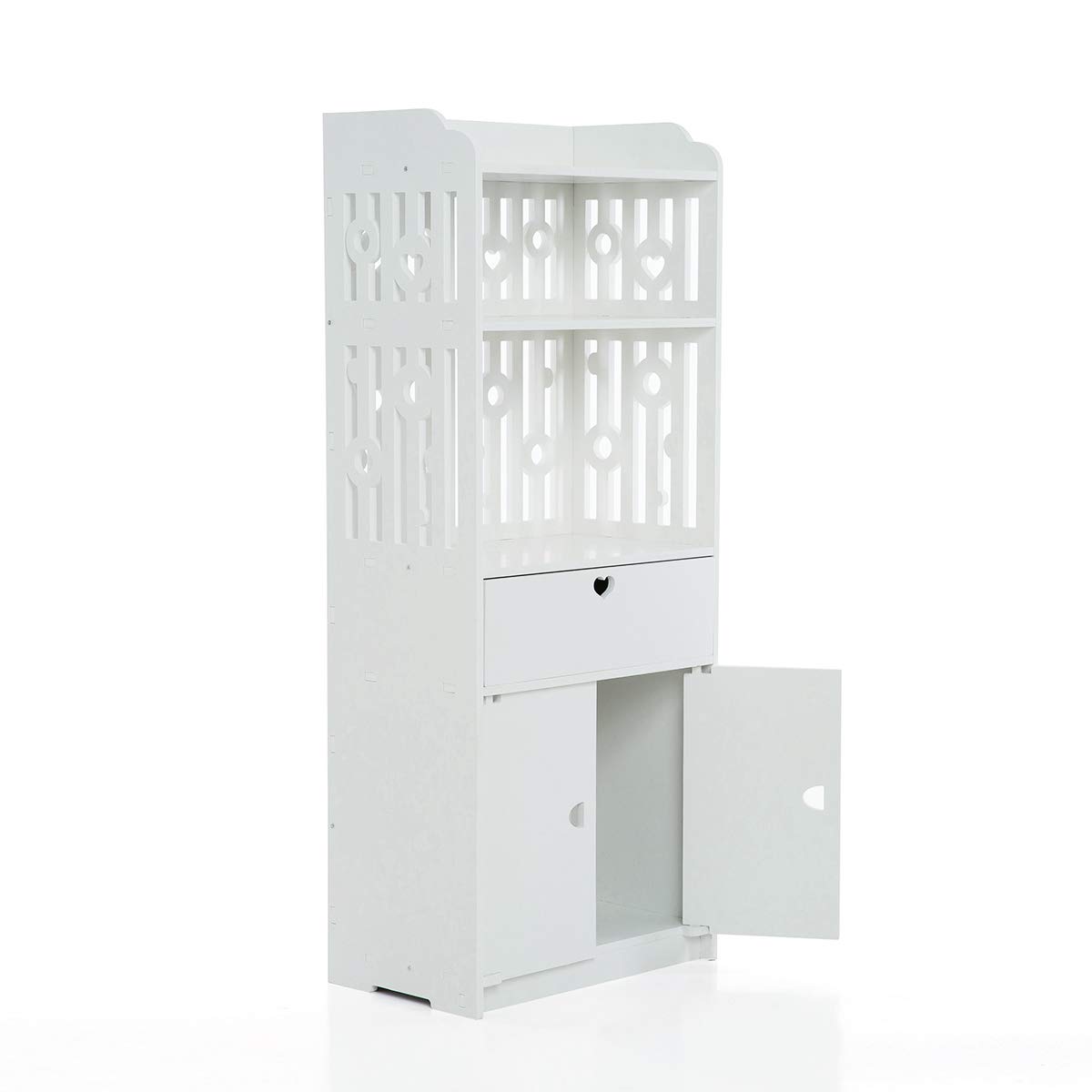 [100x40x25cm XXL]Waterproof Bathroom Storage Cabinet Floor Standing Organizer Rack Bookcase Shelf White Bathroom Decor Furniture for Living Room Bedroom Silm Shelf Cupboard with Drawer (1 PACK)