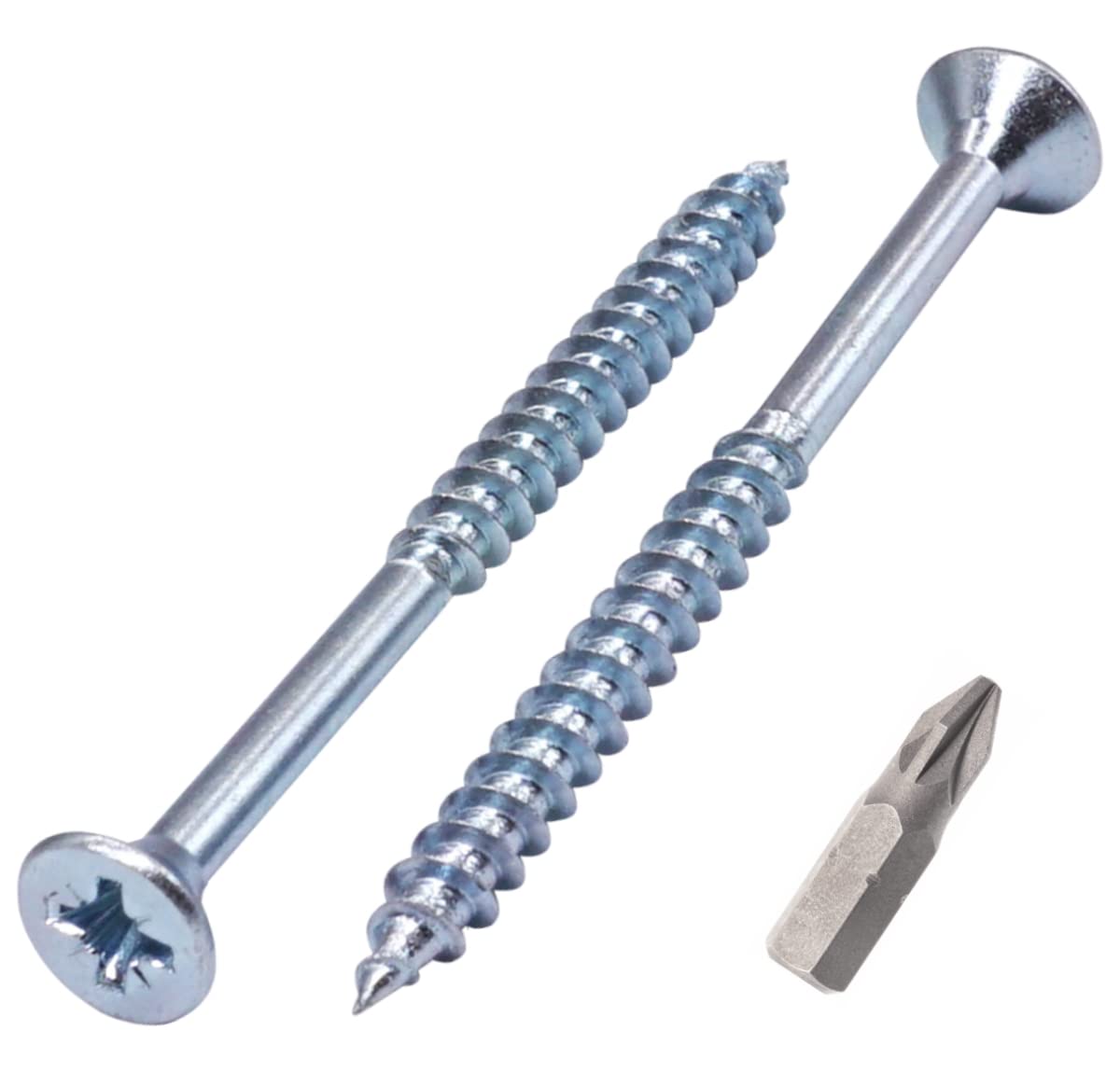 SKIR'CO (30 pcs) Zinc Plated Steel 5.0 x 65 mm Silver Wood Screws, Chipboard Screws, Partially Threaded, Pozidriv Countersunk Head