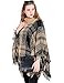 Women's Turtleneck Poncho Sweater Knitted Pullover Capes Tassel Shawl Camel and Black Plaid