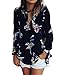 Obazidou Women Casual See Through Floral Print Long Sleeve Chiffon Shirt Blouse Tops