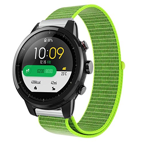 Lisin Lightweight Nylon Loop Watch Band Wrist Straps Bracelet For HUAMI Amazfit Stratos Smart Watch 2/2S (Green) - Thumbnail 3