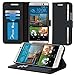 HTC M9 Case, rooCASE [Stand Feature] HTC One M9 Wallet Case [Prestige Folio] - Premium Soft PU Leather Wallet Case Flip Cover with Stand and Credit Card ID Holders for HTC One M9 (2015) Model - Black