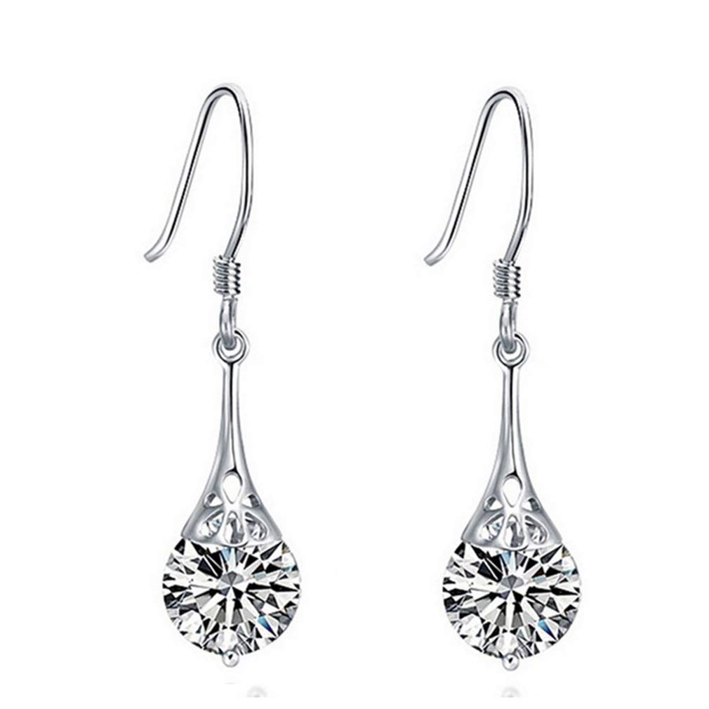 Platinum-Plated Silver Cubic Zirconia Tear Drop Earrings