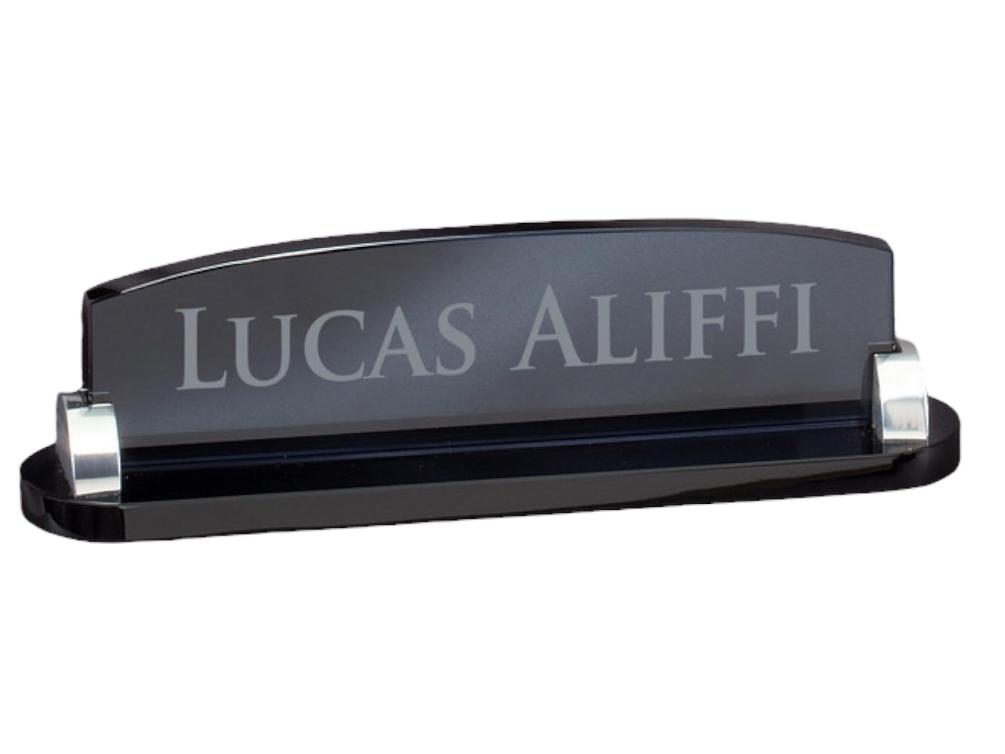 Smoked Glass Name Plate with Free Engraving