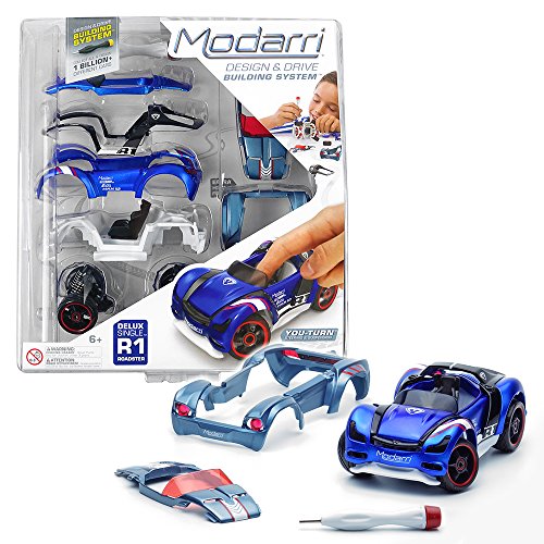 Modarri Delux R1 Roadster Car Toy Car Building Kit - Ultimate Toy Car - Thousands of Design Possibilities - Real Steering and Suspension - Educational Take Apart Toy Vehicle DIY Gift for Kids