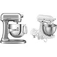 KitchenAid® 7 Quart Bowl-Lift Stand Mixer, Contour Silver & Classic Series 4.5 Quart Tilt-Head Stand Mixer K45SS, White
