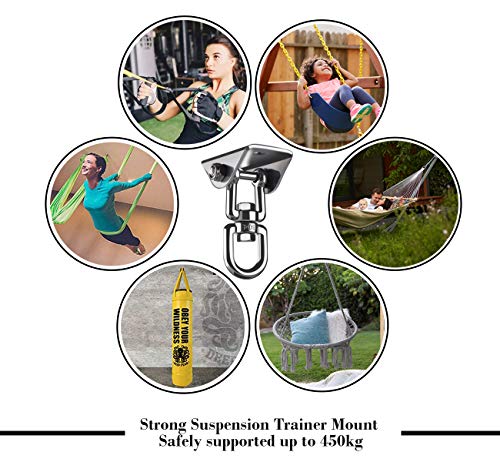 ABSOFINE Deckenhaken 450KG Kapazität 360°Drehen Premium Edelstahl Schaukelhaken Aufhängung Haken mit Verlängerungskette… – Bild 7