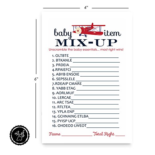 Airplane Baby Shower Game Word Scramble 25 Pack Navy And Red