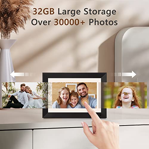 Digital Picture Frame - Benibela 10.1 Inch 2.4G/5G Dual WiFi FHD 1920 * 1200 AI Smart Electronic Photo Frame, Touch Screen, 32GB, AI Recognition, 2 Filter, Slideshow, Share Video via Email App USB