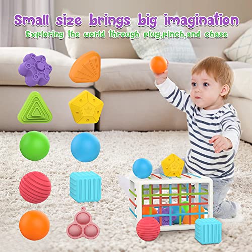 Baby Shape Sorting Toy, Sensory Shape Sorting Toy Set with Elastic