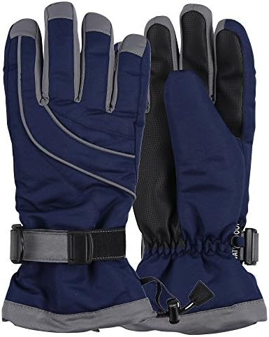 Women's Thinsulate Lined Waterproof Ski Glove (Navy/Grey, Medium/Large)