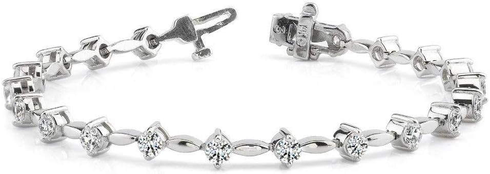 0.15Cts Cubic Zirconia Round Tennis Bracelet in 14k White Gold Plated Silver