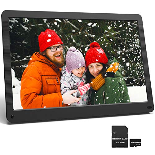 17.3 Inch Digital Picture Frame 1920x1080 16:9 Ratio Screen, Motion Sensor, Photo Auto Rotate, HD Video Frame, Background Music, Auto Play, Auto Time On/Off, Wall Mounted/Stand, Include 32GB SD Card