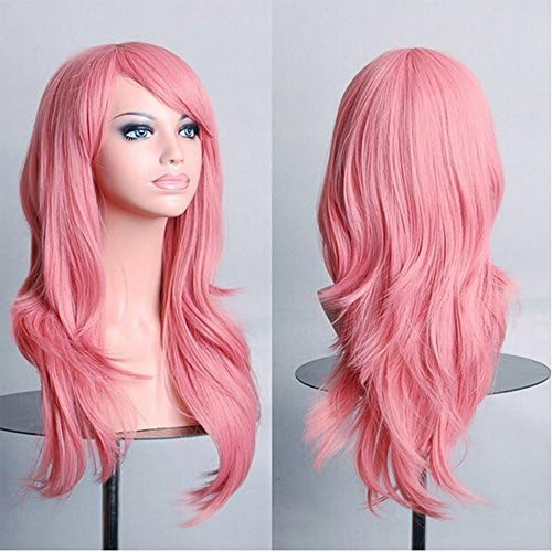 Dharcu(TM) 58cm Long Curly Black/Red/Pink/Blonde 15 color Anime Cosplay Wig Womens Party Kanekalon Fibre Synthetic Hair Wigs