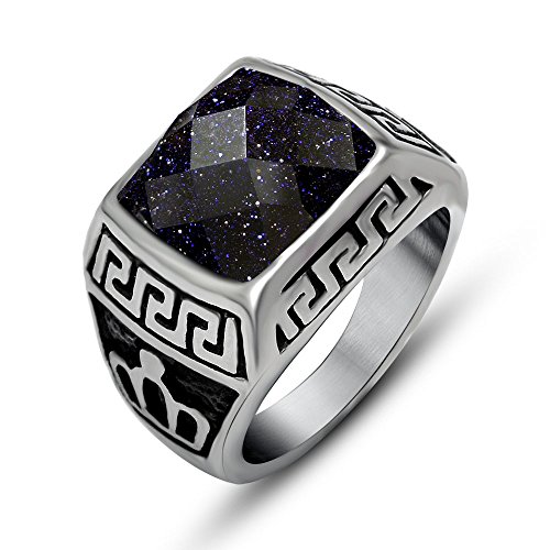 Fansing jewelry stainless steel kingly rings with bluei…