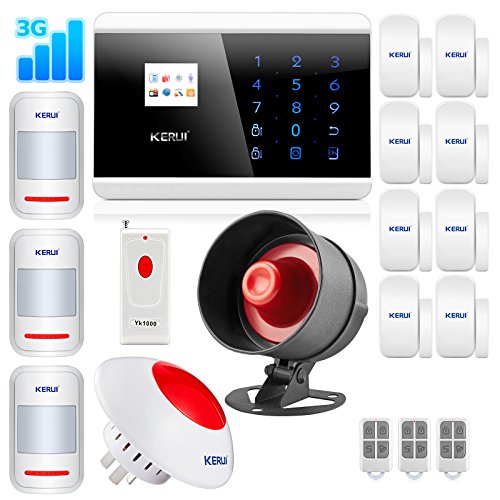KERUI Wireless 3G WCDMA Burglar Security Alarm System DIY Kit with Auto Dial KR-8219G for Home Office Business Department + Wireless Loud Horn Siren 110db