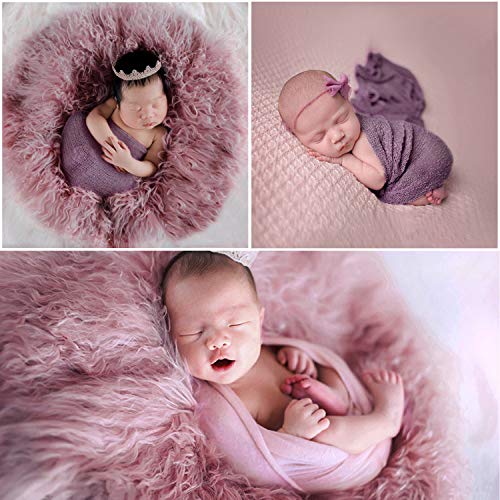Aniwon 2Pcs Baby Photo Props Long Ripple Wraps DIY Blanket Newborn Wraps Photography Mat for Baby Boys and Girls (Purple & Deep Purple) - Thumbnail 4