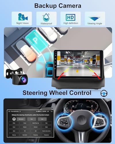 NHOPEEW 2+32G 9 Inch Android Radio for Ford Fiesta 2009-2017 – Wireless CarPlay & Android Car, GPS Navigation, Steering Wheel Control, FM RDS, Split Screen