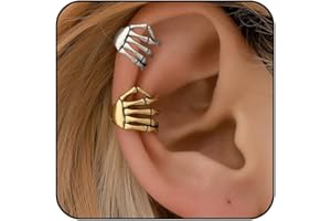 MEMFALL Halloween Skeleton Hand Ear Cuffs & Clip on Earrings - Costume Jewelry