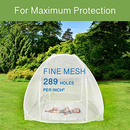 EVEN NATURALS Luxury Pop Up Mosquito Net Tent, Large: for Twin to King Size Bed, Extra Fine Holes, Canopy with Lace, Folding Design with Bottom, 2 Entries, Easy to Install, Storage Bag, No Chemicals - Thumbnail 2