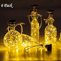 Ageqi Waterproof Wine Bottle Lights with Cork 6 Pack 20LED Solar Powered Wine Cork Lights Fairy Mini String Lights for DIY, Party, Decor, Christmas, Halloween, Wedding (Warm White)