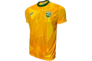 Lotto Brazil Soccer Yellow Men's Jersey Polyester Supporter Fit Shirt