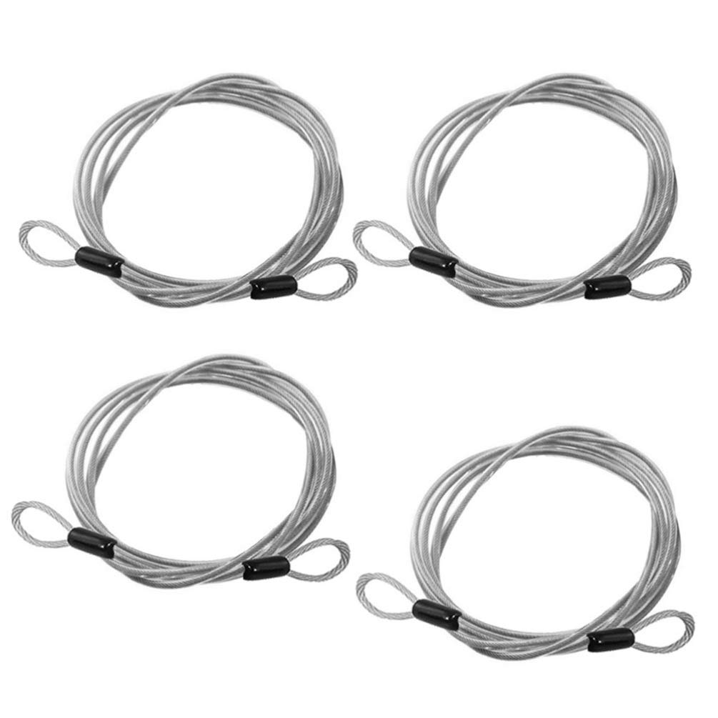 DOITOOL 4PCS Security Steel Cable with 3mm Braided Steel Coated Security Cable Luggage Lock Safety Wire Double Loop (2 Meters)