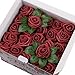 Febou Artificial Flowers, 100pcs Real Touch Artificial Foam Roses Decoration DIY for Wedding Bridesmaid Bridal Bouquets Centerpieces, Party Decoration, Home Display (Concise Type, Dark Red)
